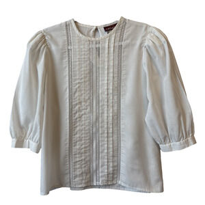 Vtg Jordache Women's 13/14 Cottagecore Padded Puff‎ Shoulder Peasant Blouse Boho